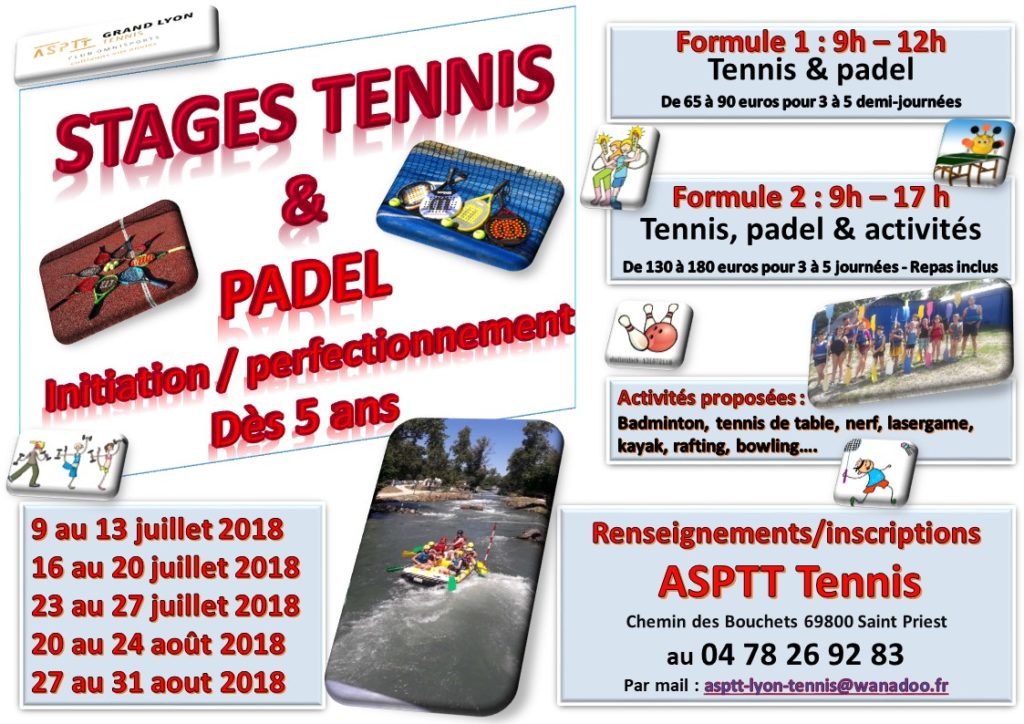 Stage ete 2018 – ASPTT Lyon Tennis/Padel